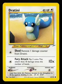 Dratini 63/105 Common Neo Destiny Pokemon Card - Image 1