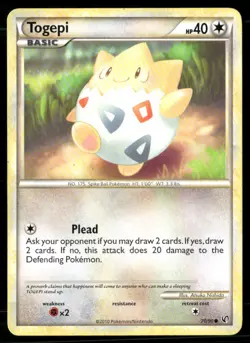 2010 HS Undaunted Set Pokemon Card 70 Togepi LP - Image 1