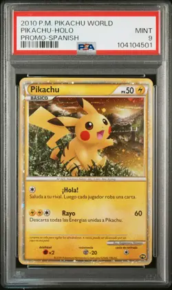 2010 POKEMON WORLD COLLECTION SPANISH-DO NOT USE PIKACHU-HOLO PSA 9 - Image 1