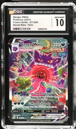 Gengar Vmax 271/264 Secret Rare Holo Fusion Strike Pokemon CGC 10 Gem Mint *120 - Image 1