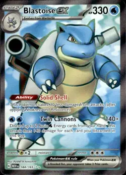 Pokemon Blastoise ex SV: Scarlet & Violet 151 184/165 Near Mint NM - Image 1
