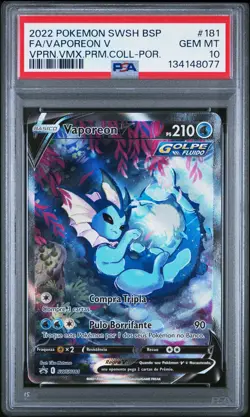 2022 POKEMON SWSH BLACK STAR PROMO #181 FULL ART/VAPOREON V PSA 10 - Image 1