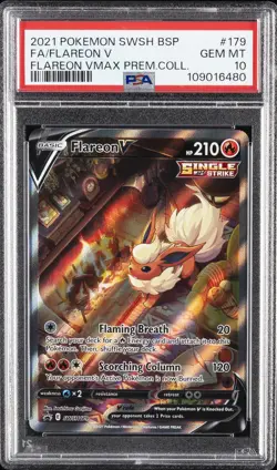 2021 POKEMON SWSH BLACK STAR PROMO #179 FULL ART/FLAREON V PSA 10 - Image 1