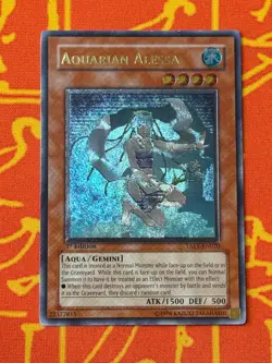 YUGIOH AQUARIAN ALESSA ULTIMATE RARE 1ST EDITION LIGHT PLAY TAEV-EN020 NA PRINT - Image 1