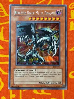 YUGIOH RED-EYES BLACK METAL DRAGON PRISMATIC SECRET RARE LIGHT PLAY FMR-001 - Image 1