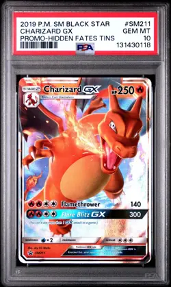 2019 POKEMON SM BLACK STAR PROMO SM211 CHARIZARD GX HIDDEN FATES TINS PSA 10 - Image 1