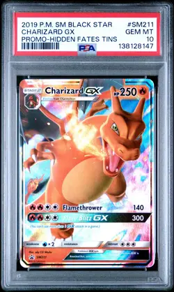 2019 POKEMON SM BLACK STAR PROMO HIDDEN FATES TINS #SM211 CHARIZARD GX PSA 10 - Image 1