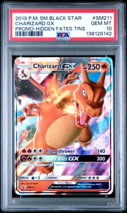 2019 POKEMON SM BLACK STAR PROMO HIDDEN FATES TINS #SM211 CHARIZARD GX PSA 10 - Image 1
