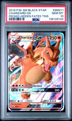 2019 POKEMON SM BLACK STAR PROMO HIDDEN FATES TINS #SM211 CHARIZARD GX PSA 10 - Image 1