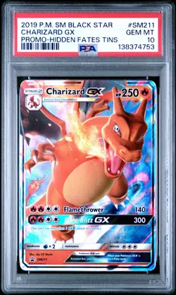2019 POKEMON SM BLACK STAR PROMO HIDDEN FATES TINS #SM211 CHARIZARD GX PSA 10 - Image 1