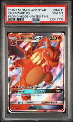 2019 POKEMON SM BLACK STAR PROMO HIDDEN FATES TINS #SM211 CHARIZARD GX PSA 10 - Image 1