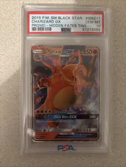 PSA 10 Charizard GX SM211 Pokemon SM Black Star Promo 2019 Hidden Fates Tins - Image 1