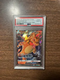 2019 POKEMON SM BLACK STAR PROMO HIDDEN FATES TINS #SM211 CHARIZARD GX PSA 10 - Image 1