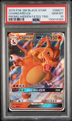 2019 POKEMON SM BLACK STAR PROMO HIDDEN FATES TINS #SM211 CHARIZARD GX PSA 10 - Image 1