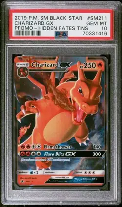 2019 POKEMON SM BLACK STAR PROMO #SM211 CHARIZARD GX HIDDEN FATES TINS PSA 10 - Image 1