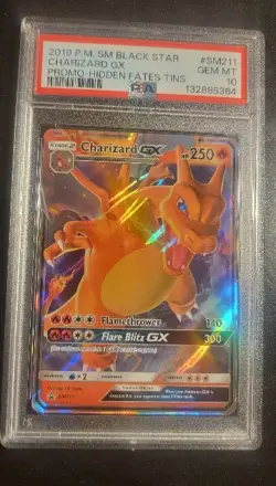 2019 Pokemon SM Black Star Promo Charizard GX #SM211 Hidden Fates Tins PSA 10 - Image 1