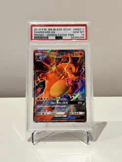 2019 POKEMON SM BLACK STAR PROMO HIDDEN FATES TINS #SM211 CHARIZARD GX PSA 10 - Image 1