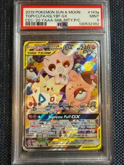 Togepi Cleffa Igglybuff GX 143a PSA 9 Pokemon Sun and Moon cute Pokemon holo - Image 1