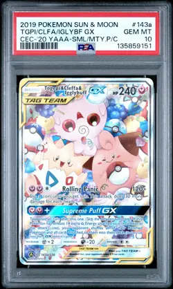 2019 POKEMON SUN & MOON COSMIC ECLIPSE TOGEPI & CLEFFA & IGGLYBUFF GX PSA 10 - Image 1
