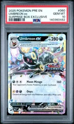 Pokemon Prismatic Evolutions Umbreon ex 060/131 Surprise Box Stamped PSA 10 482 - Image 1
