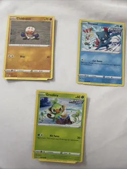 MISCUT SQUARE CUT ERROR Lot Pokemon Card Grookey Sneasel Clobbopus - Image 1