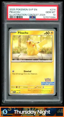 2025 POKEMON SV BSP - SVP EN #214 PIKACHU ILLUSTRATION CONTEST 2024 PSA 10 - Image 1