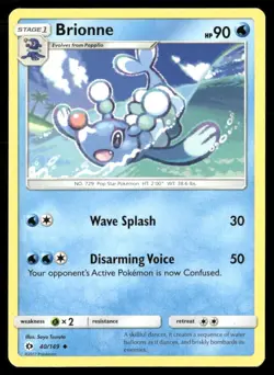 2017 Sun & Moon Set Pokemon Card 040 Brionne LP - Image 1