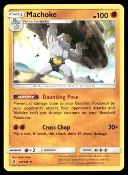 2017 Guardians Rising Set Pokemon Card 064 Machoke LP - Image 1