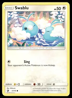 2018 Dragon Majesty Set Pokemon Card 57 Swablu LP - Image 1