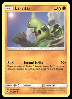 2018 Lost Thunder Set Pokemon Card 115 Larvitar LP - Image 1