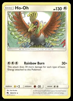 2018 Lost Thunder Set Pokemon Card 160 Ho-Oh LP - Image 1