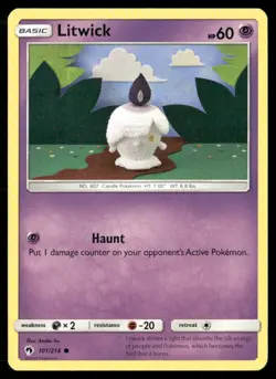 2018 Lost Thunder Set Pokemon Card 101 Litwick LP - Image 1