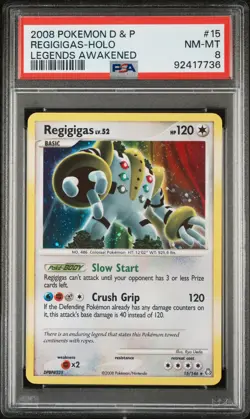 Pokemon Diamond & Pearl Legends Awakened Holo Card #15 Regigigas PSA 8 - Image 1