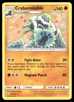 2019 Unbroken Bonds Set Pokemon Card 105 Crabominable NM - Image 1