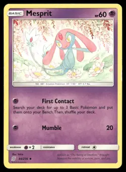 2019 Unified Minds Set Pokemon Card 084 Mesprit NM - Image 1