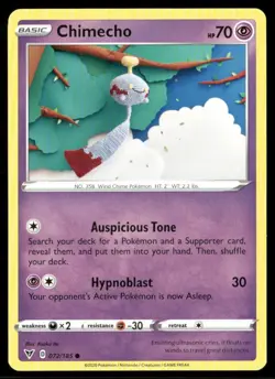 2020 Vivid Voltage Set Pokemon Card 072 Chimecho NM - Image 1