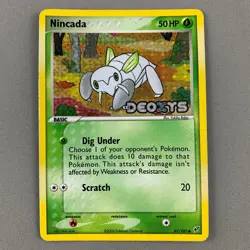 Nincada 67/107 EX Deoxys REVERSE HOLO Stamped Common Pokemon Card 2005 Engl. MP - Image 1