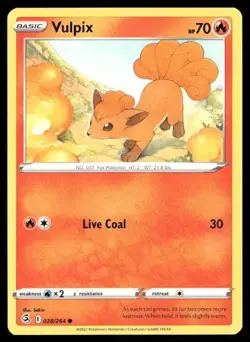 2021 Fusion Strike Set Pokemon Card 028 Vulpix NM - Image 1