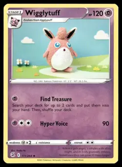 2021 Fusion Strike Set Pokemon Card 111 Wigglytuff NM - Image 1
