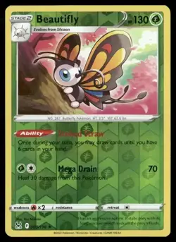 2022 Lost Origin Set Pokemon Card 008 Beautifly Reverse Foil NM - Image 1