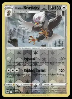 2022 Astral Radiance Set Pokemon Card 132 Hisuian Braviary Reverse Foil NM - Image 1