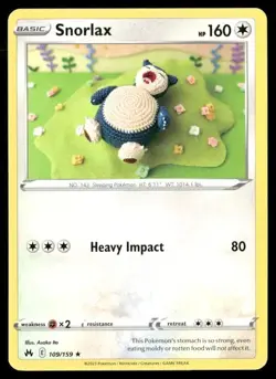 2023 Crown Zenith Set Pokemon Card 109 Snorlax NM - Image 1