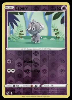 2022 Silver Tempest Set Pokemon Card 081 Espurr Reverse Foil NM - Image 1