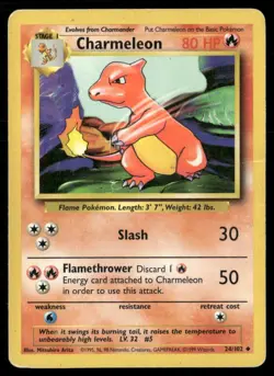1999 Base set Pokemon card 024 Charmeleon HP - Image 1
