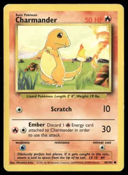 1999 Base set Pokemon card 046 Charmander HP - Image 1
