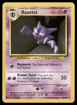 1999 Base set Pokemon card 029 Haunter HP - Image 1
