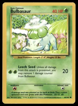 1999 Base set Pokemon card 044 Bulbasaur HP - Image 1