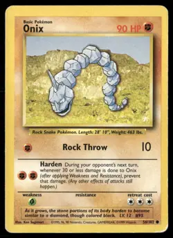 1999 Base set Pokemon card 056 Onix HP - Image 1
