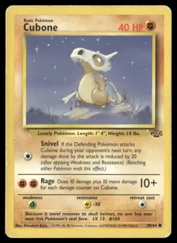 1999 Jungle set Pokemon card 50 Cubone HP - Image 1