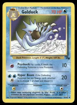 1999 Fossil set Pokemon card 35 Golduck LP - Image 1